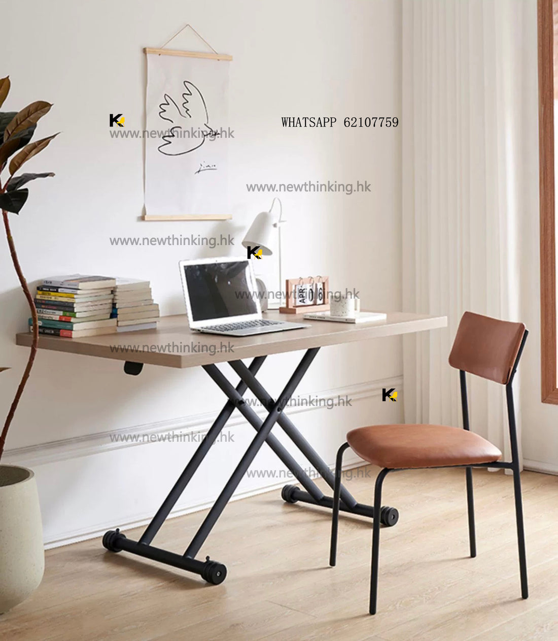 A&5097升降枱 餐桌 茶几 可伸縮茶几 餐枱椅組合 日式多功能桌子 學習桌 飯桌 電腦枱 辦公枱 食飯枱 咖啡桌最低10cm方便收納 歐松板桌子