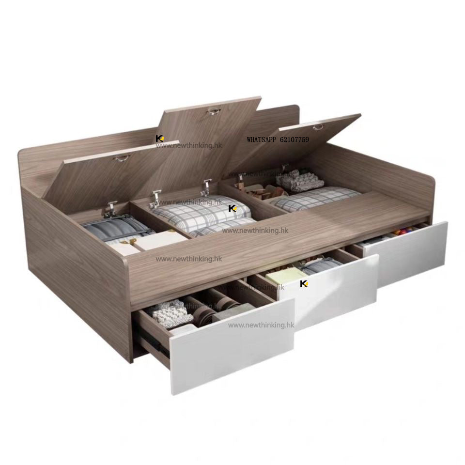 A&1315可定制尺寸生態板實木板榻榻米儲物床 床架 單人床 雙人床 四呎床 抽屜床 櫃桶床