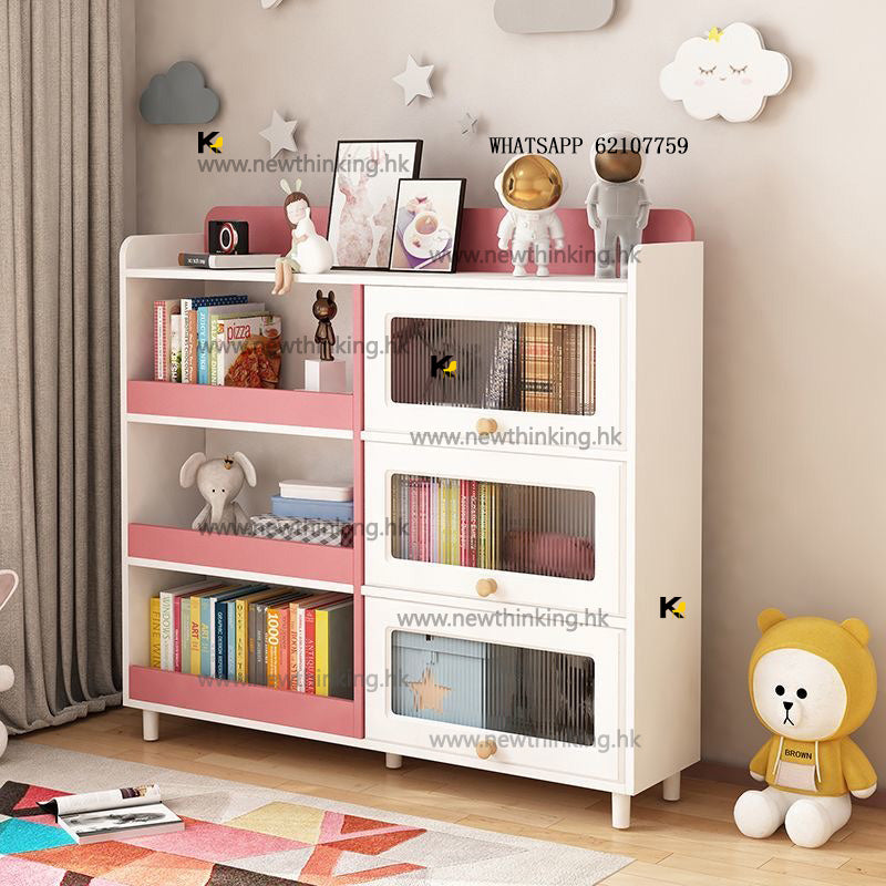 A&5123兒童書櫃 落地櫃 收納櫃 書架 多層收納架 繪本架子 家用閱讀架 大容量儲物架