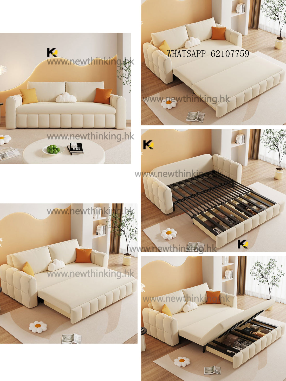 A&5130折疊沙發床 科技絨布梳化床 儲物沙發 多功能梳化床sofa bed