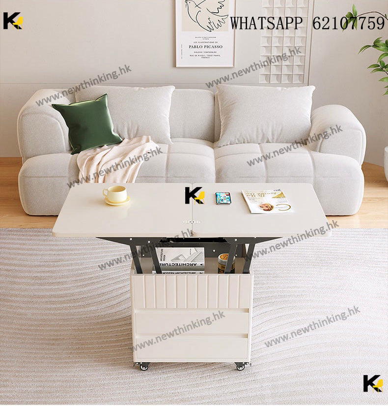 A&1347茶几 折疊枱 摺枱 升降枱 咖啡桌 客廳收納枱 收納櫃 儲物櫃 置物櫃 餐桌 食飯枱 多功能儲物桌子 可移動帶轆