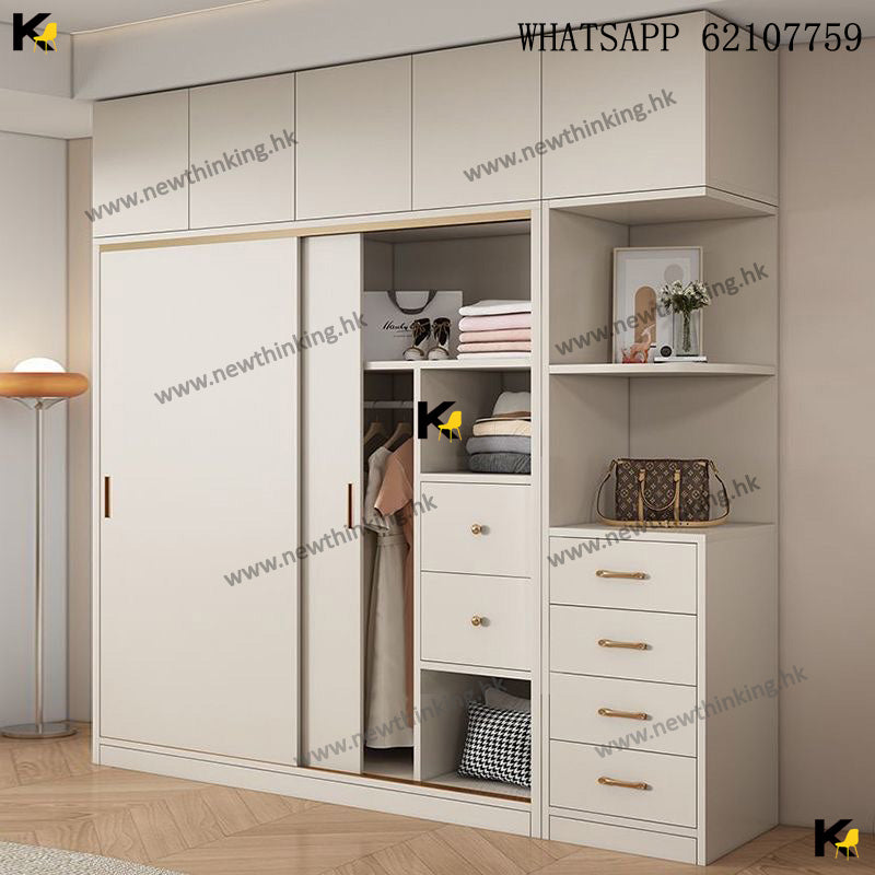 A&5151可訂造尺寸款式衣櫃 臥室儲物櫃 收納櫃 衣櫃 衣帽櫃 大容量衣櫃 帶抽屜櫃桶 平開門衣櫃 全新包送貨