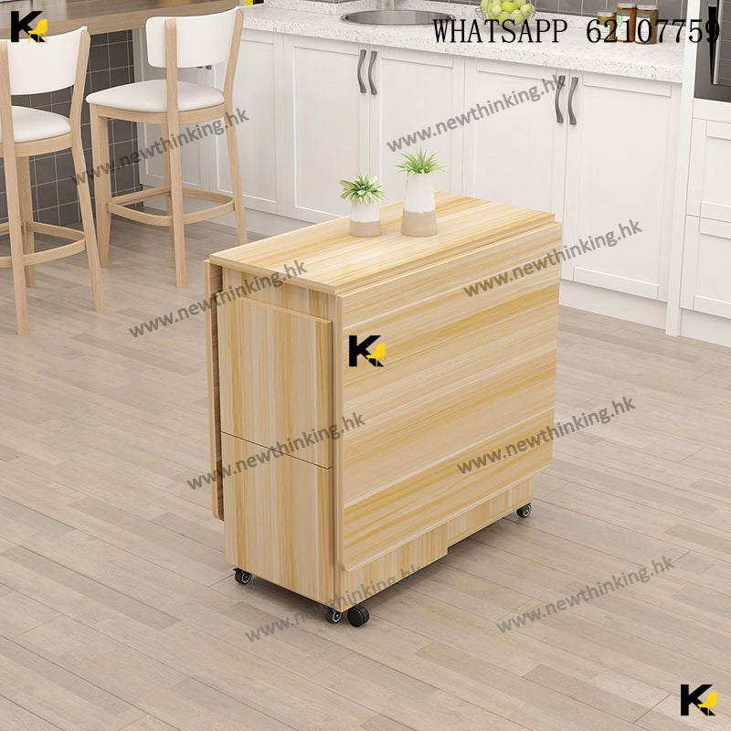 A&5161餐枱一桌四椅 餐桌餐椅組合 食飯枱 摺枱 蝴蝶枱 長方形桌子 可移動帶轆伸縮台 簡易多功能儲物桌 吃飯桌子