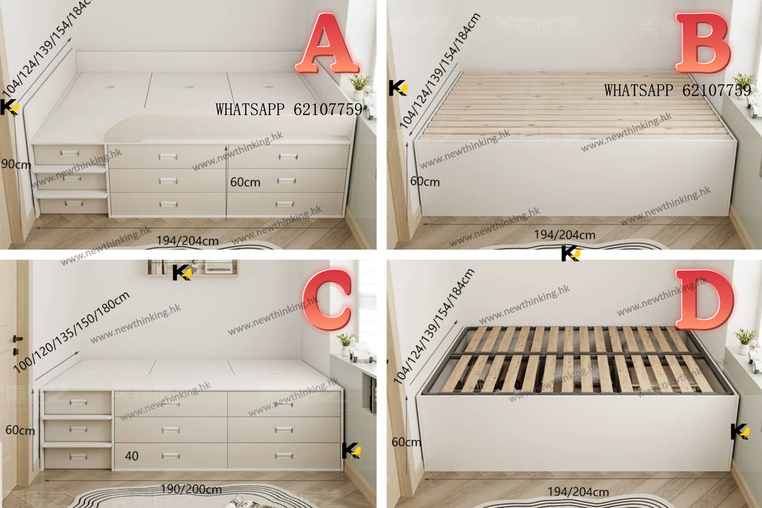 A&5172半高床可定制尺寸儲物床櫃桶床抽屜床油壓床板式床實木多層板床架高箱床收納床單人床雙人床四呎床床架榻榻米箱體床兒童床成人床