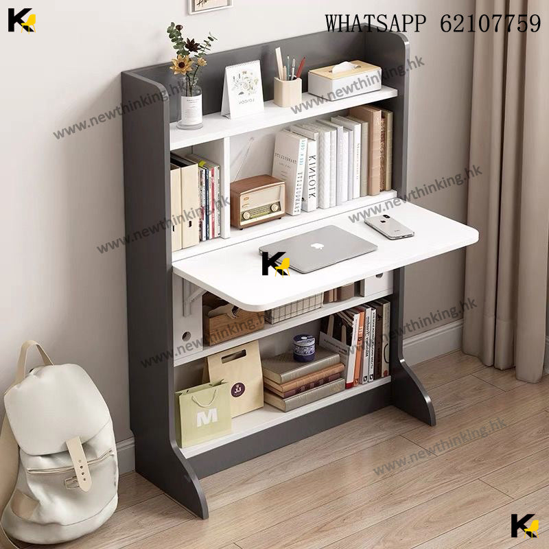 A&5176折疊書枱書桌書櫃一體櫃組合櫃電腦桌伸縮枱摺枱書架實用櫃子桌子電腦枱寫字台