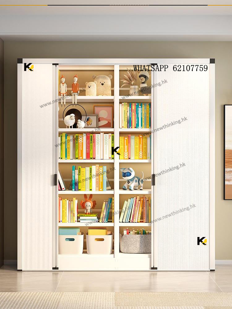 A&5181金屬書櫃 書架 帶防塵門 推拉門 趟門櫃 雜物櫃 儲物櫃 多層收納櫃 置物架 貨架 展示架 防灰塵櫃子全新包送貨