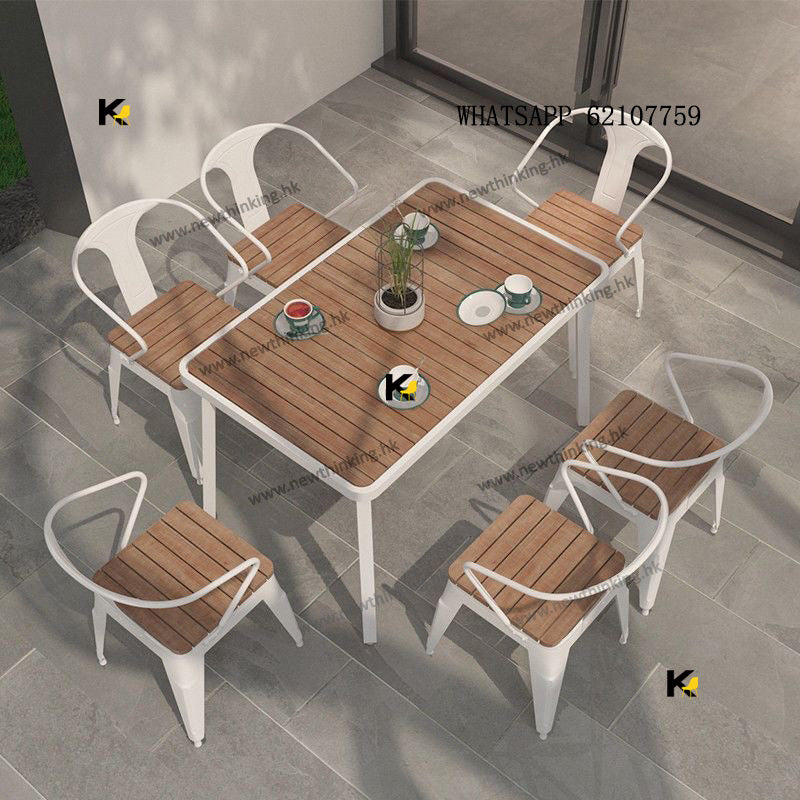 A&1400戶外枱椅組合 陽台休閒桌椅 鐵藝長桌 凳子 庭院防腐防曬桌子 花園用家用全新包送貨