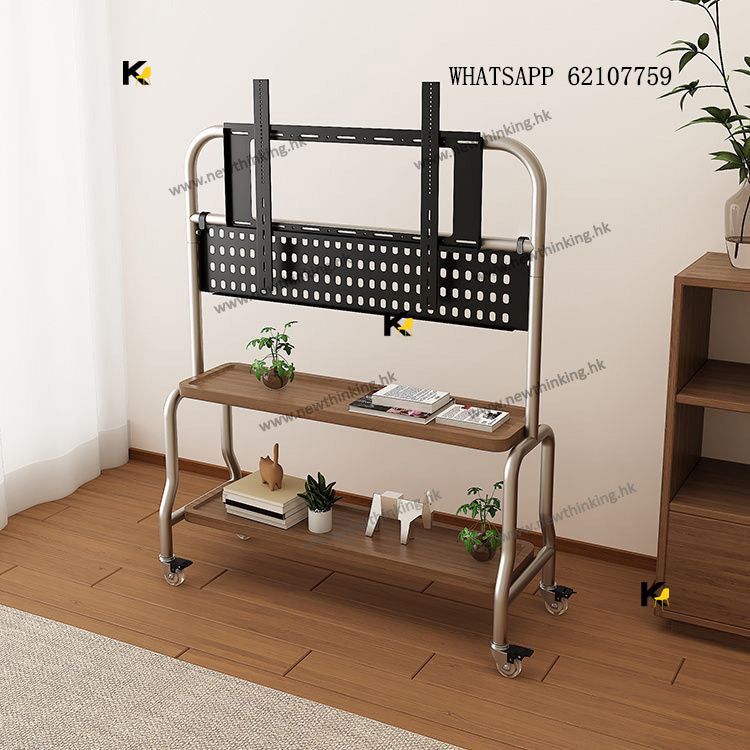 A&5182移動電視櫃 電視機掛架 不鏽鋼落地支架 TV櫃 屏幕掛架 簡約實用會議顯示器架子 可調製安裝孔距全新包送貨