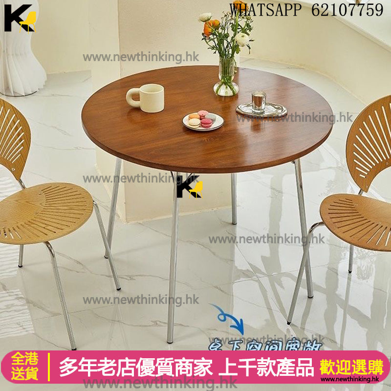 A&5184實木松木餐枱 不鏽鋼桌腿 餐椅 餐桌 食飯枱 圓形飯桌 會議桌 洽談桌 簡約時尚 可定制尺寸