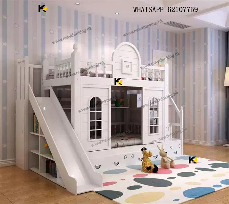 A&1432實木床 兒童床 城堡床架 多功能組合床 滑梯床 雙層床 上下床 子母床 上下格床 公主床