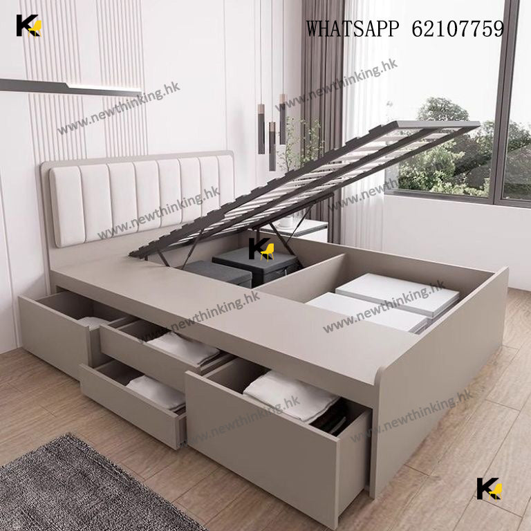 A&1447可訂製尺寸油壓床 儲物床 氣壓床 榻榻米 床頭軟靠背
