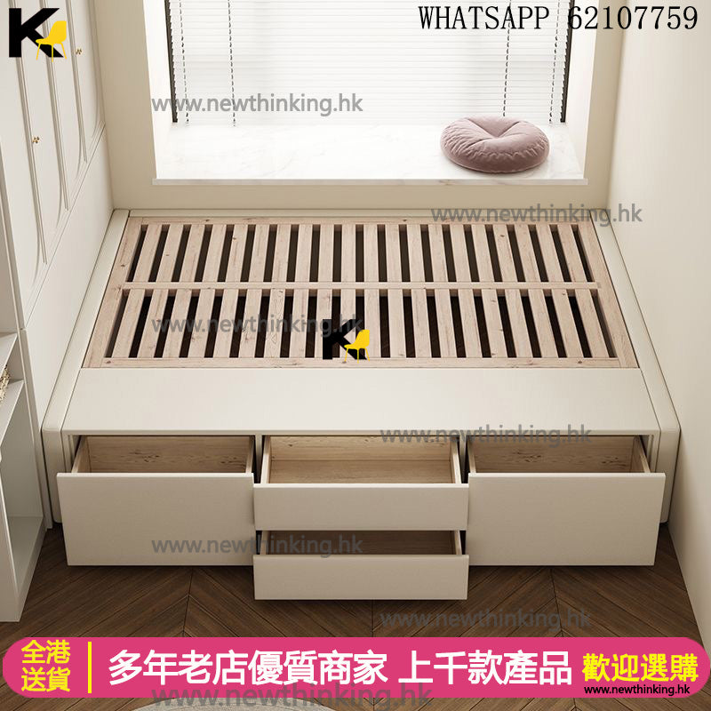 A&1455可訂製尺寸油壓床 全實木床 儲物床氣壓床 榻榻米 抽屜櫃 櫃桶床 收納床 高箱床 側開床 皮質床