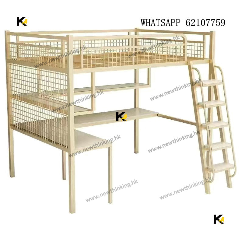 A&1453可訂製尺寸高架床 鐵架床書桌一體 上床下枱 半高床 碌架床 工人床 單人床 雙人床 上下床 閣樓床 加厚加強承重