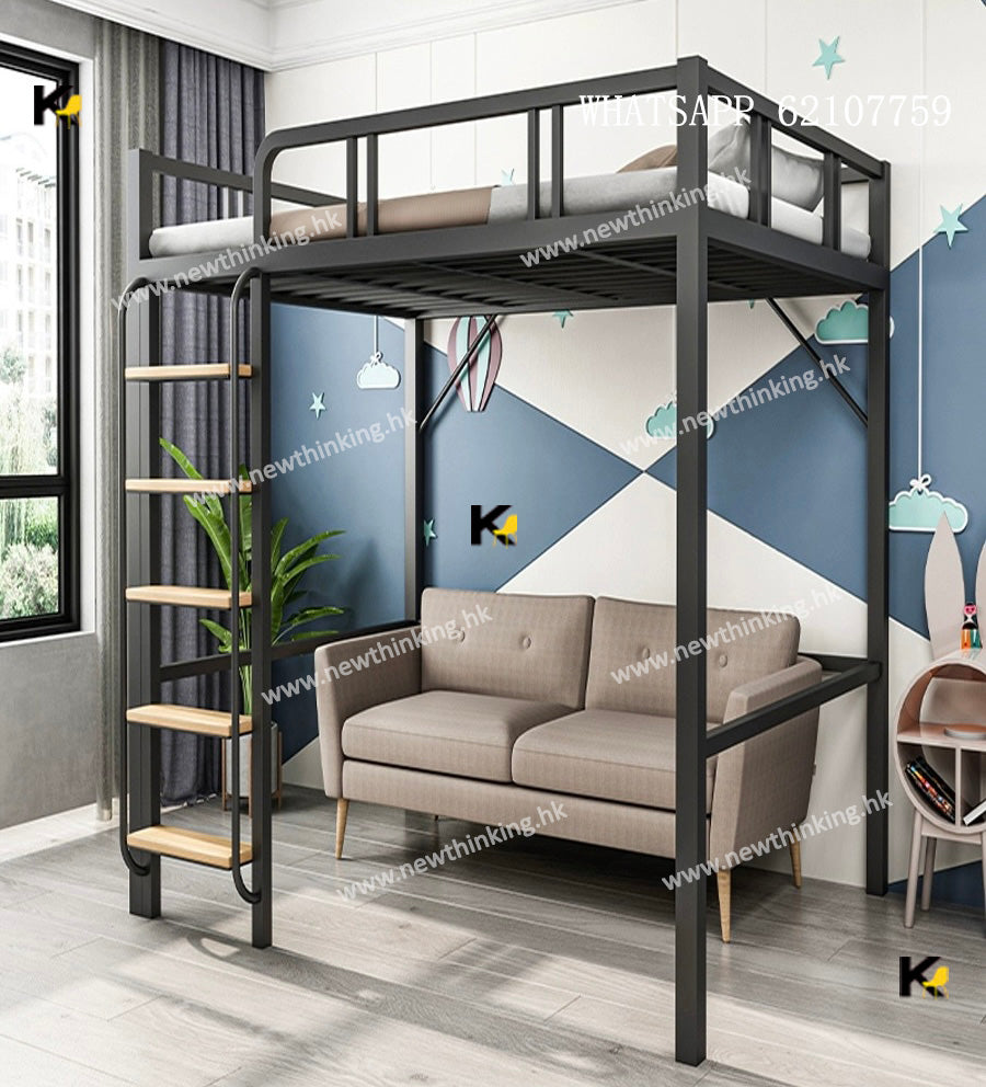A&1452可訂製尺寸高架床 鐵架床 半高床 碌架床 工人床 單人床 雙人床 上下床 閣樓床書桌一體加厚加強承重