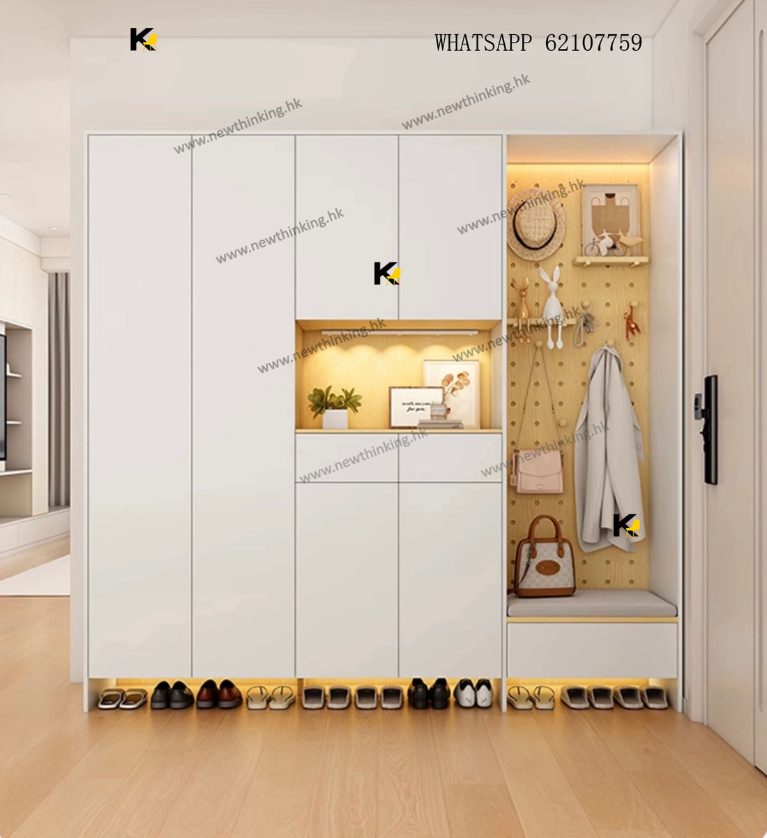 A&1472可訂製尺寸高身鞋櫃帶洞洞板 加厚背板16mm 內部層高可調製