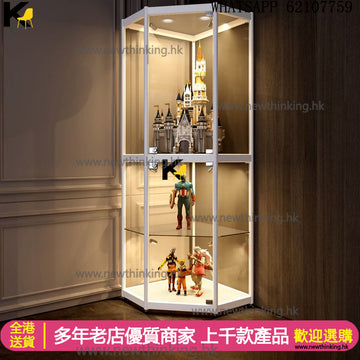 A&1477免安裝玻璃展示櫃 角櫃 酒櫃 邊櫃 鋼化玻璃櫃 透明櫃 模型櫃 手辦櫃 樂高櫃 收納櫃 置物櫃