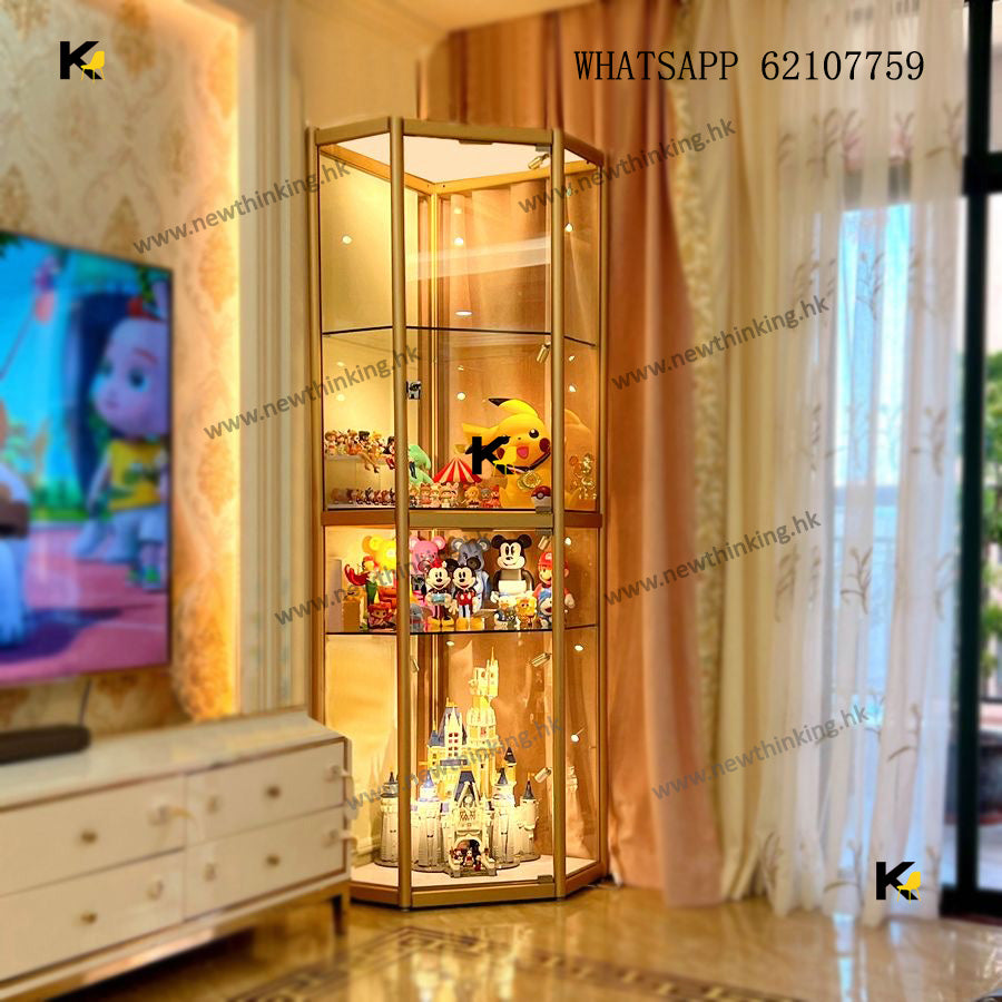 A&1477免安裝玻璃展示櫃 角櫃 酒櫃 邊櫃 鋼化玻璃櫃 透明櫃 模型櫃 手辦櫃 樂高櫃 收納櫃 置物櫃