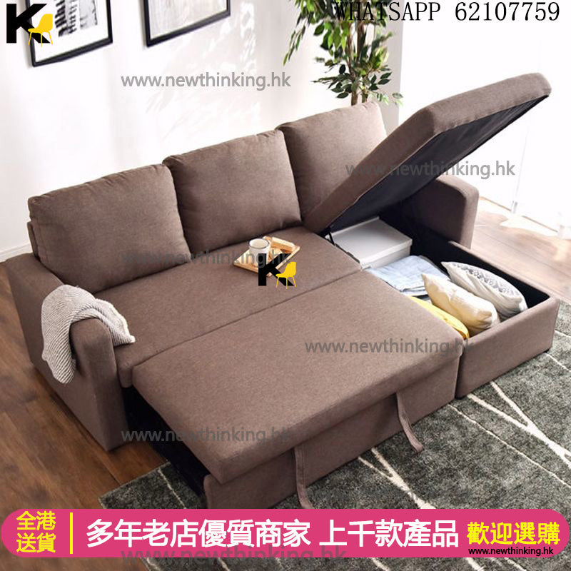 A&1482訂製顏色日式儲物沙發床 布藝梳化床 科技皮沙發床 榻榻米單人沙發床 雙人梳化床