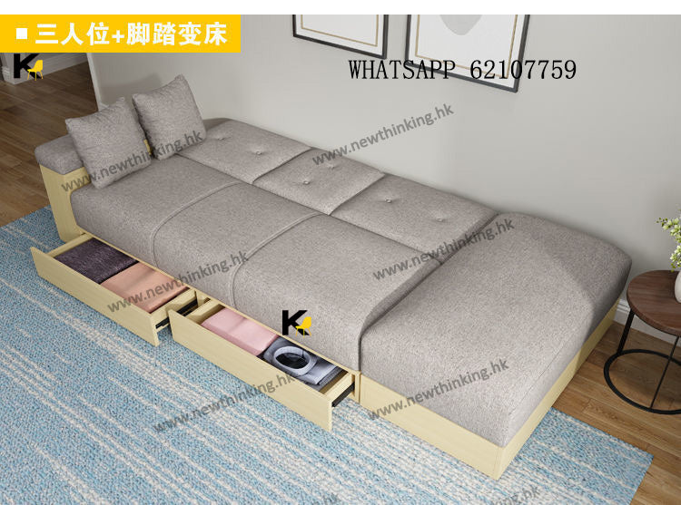 A&1479訂製顏色日式沙發床 布藝梳化床 科技皮沙發床 榻榻米單人沙發床 雙人梳化床 防水防污儲物梳化 可拆洗儲物腳踏 pu皮沙發