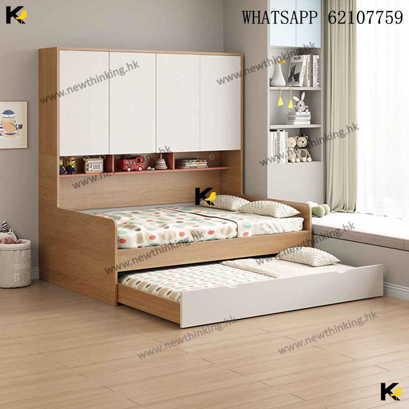 A&1485油壓衣櫃組合床拖床一體 子母床 小戶型高箱床 上下床 儲物床