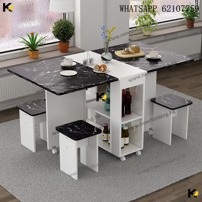 A&1489桌凳組合 摺枱 蝴蝶枱 餐桌餐椅组合 凳子 一枱四椅 摺疊餐桌 摺疊桌 摺疊飯桌 摺疊餐枱 摺疊飯檯 可收納餐桌 食飯桌 雞翼桌 蝴蝶桌