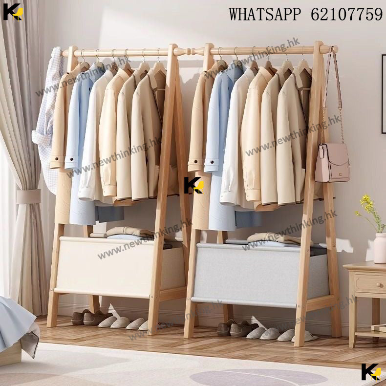 A&1541實木掛衣架 落地立式掛衣服架子 實木置物架