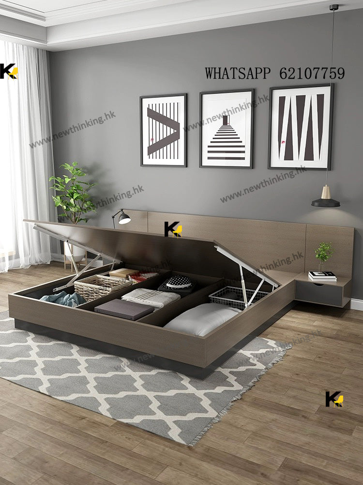 A&1583油壓床 儲物床 雙人床 高箱床 五尺床 六呎床 榻榻米床架 板式床 箱體床 氣壓床 液壓床