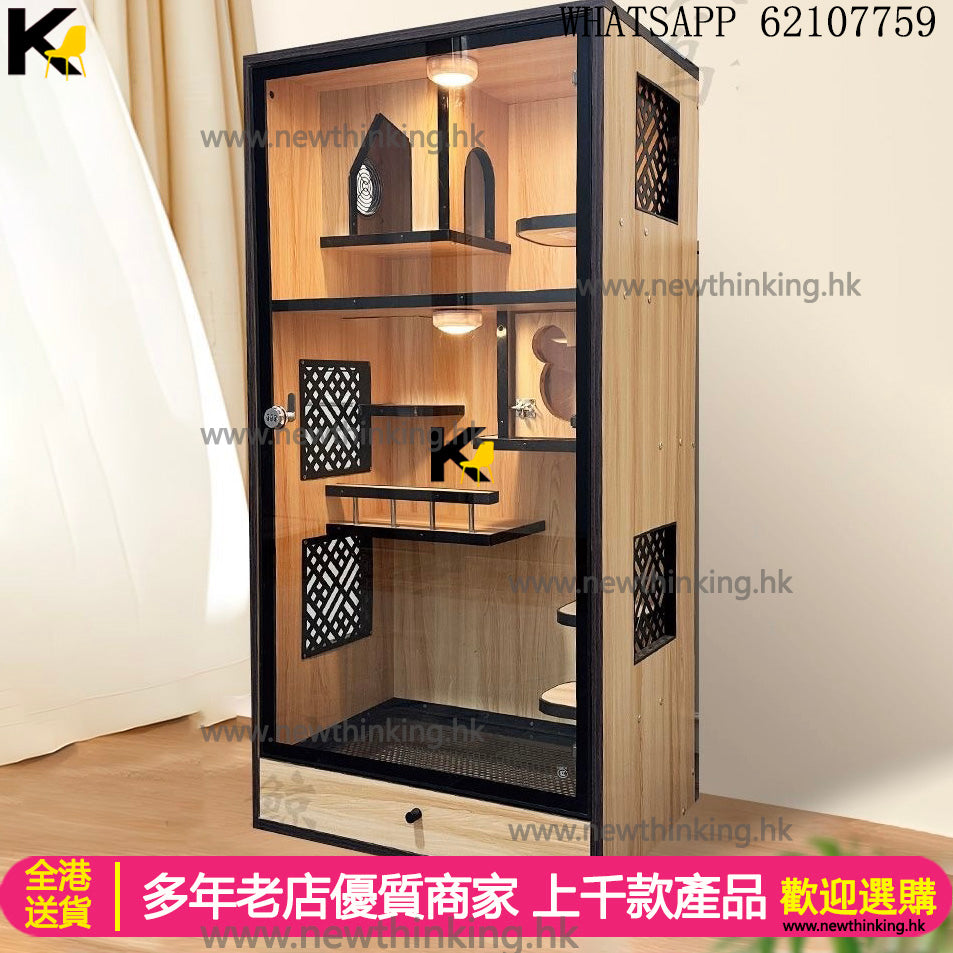 A&1575豪華貓屋 貓咪別墅貓爬架 實木貓籠 貓別墅 三層四層貓櫃