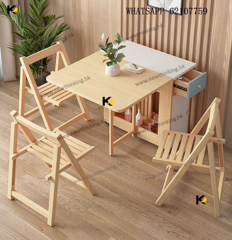 A&1556免安裝折疊餐枱 蝴蝶枱 餐桌餐椅餐邊櫃組合 多顏色選擇 長方形餐桌 伸縮餐枱 摺枱 食飯枱 飯桌 多功能組合枱 可移動帶轆 可鎖