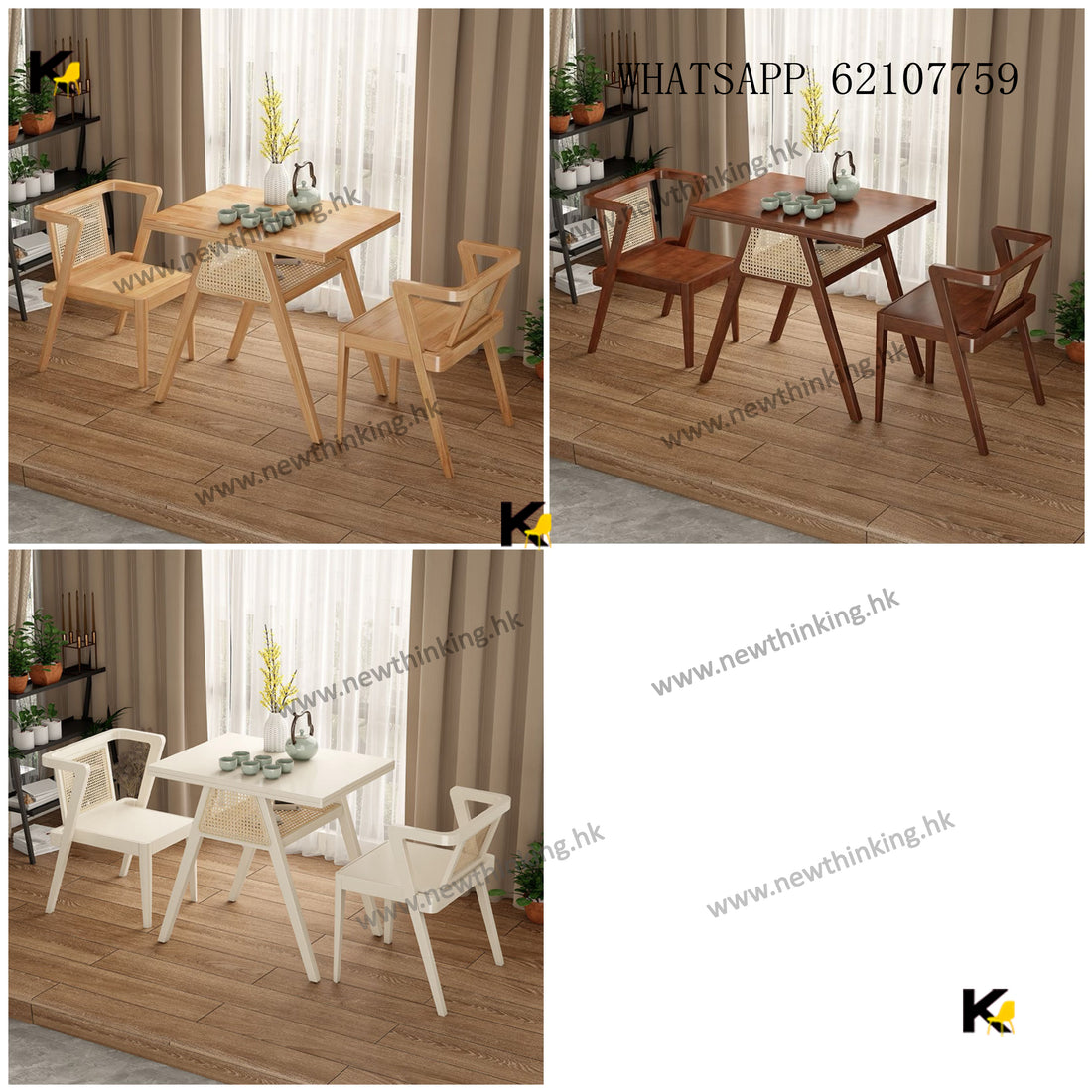 A&1596小戶型專用餐枱餐椅組合 實木茶桌 陽台咖啡桌 看書休閒小桌椅