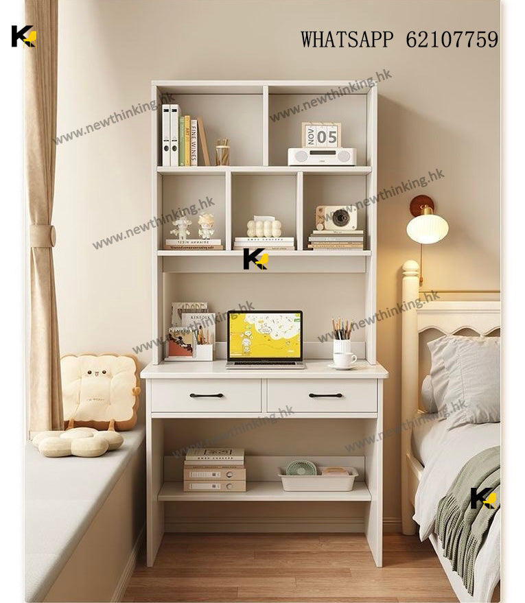 A&1601 E0級實木生態板書桌書架一體組合枱