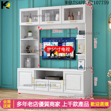 A&1633訂造實木電視櫃 玻璃門儲物櫃 書櫃 客廳收納櫃 電視背景墻