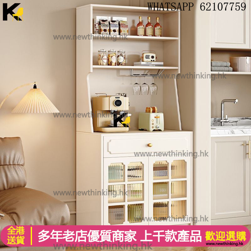 A&1609實木餐邊櫃 酒櫃 碗櫃 茶水櫃 廚房收納櫃 餐櫃 櫥櫃 高身櫃子 長虹玻璃櫃 咖啡櫃