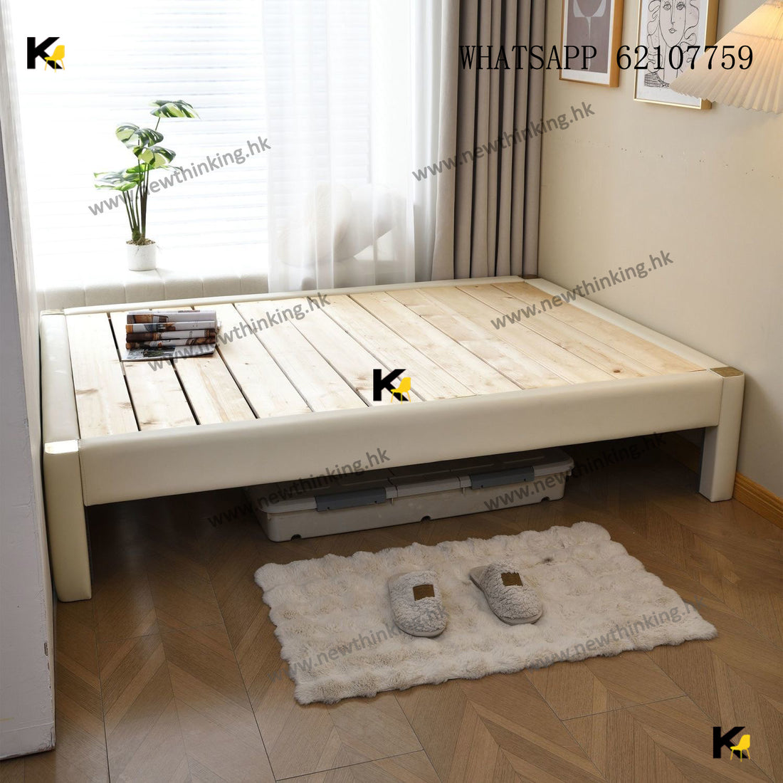 A&amp;1655 Customizable solid wood pine frame double bed/single bed, solid wood bed with tatami frame, no headboard.