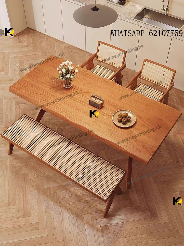 A&1661北歐實木餐枱椅 電腦桌 長枱 長桌 長凳 工作枱 桌椅組合 長方形桌子 長條枱 長椅 靠背椅 實木椅子 簡易書桌 書枱 寫字台 鯨魚尾形桌腿穩固耐用全新包送貨