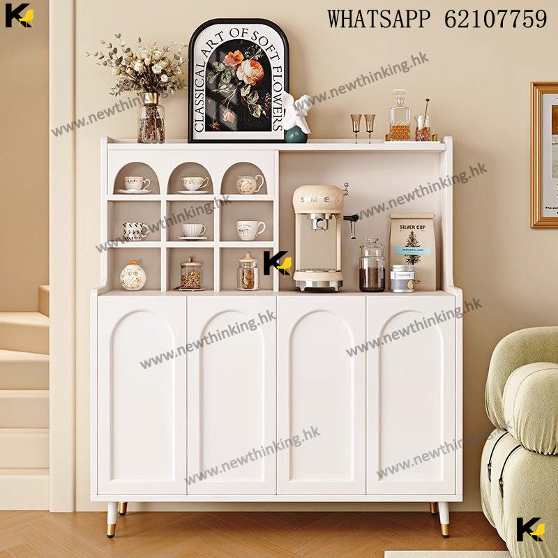 A&1679法式奶油風餐邊櫃E0級實木生態板咖啡櫃茶水櫃碗櫃玄關櫃多層收納櫃儲物櫃置物櫃水杯櫃