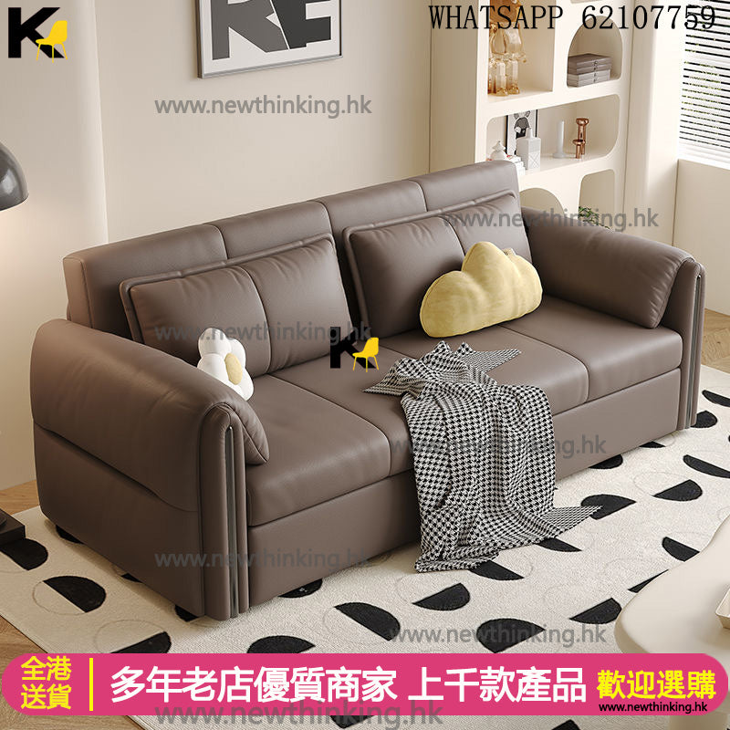 A&1691奶油風梳化床 貓抓佈 納帕真皮 抽拉床沙發床 雲朵沙發 多種長度調製 伸縮床  儲物沙發 單人位梳化 雙人位梳化 三人位梳化 儲物梳化