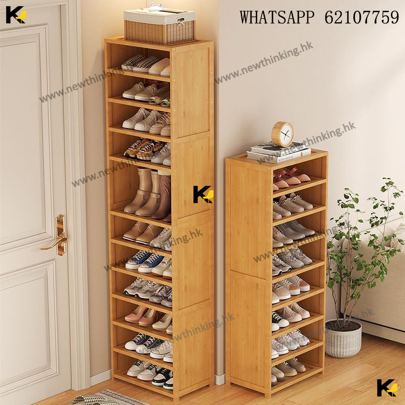 A&1707 Solid Wood Bamboo Shoe Cabinet, Japanese Style Rattan