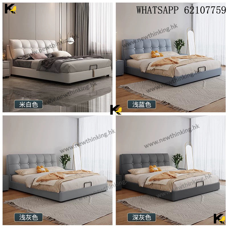 A&1747軟包床 儲物床 油壓床 軟靠床頭 皮床 雙人床 氣壓床 五呎床 六尺床 收納床 大象耳朵床