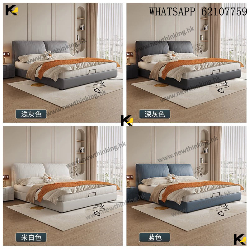 A&1743軟包床 油壓床 氣壓床 儲物床 雲朵床 軟靠床頭 雙人床 四呎床 五呎床 收納床 大象耳朵床