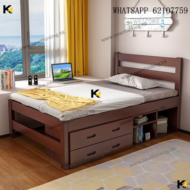 A&1742進口實木松木床架 三種顏色選擇 單人床 雙人床 儲物床 櫃桶床 抽屜床 收納床加高床 組合床工人床