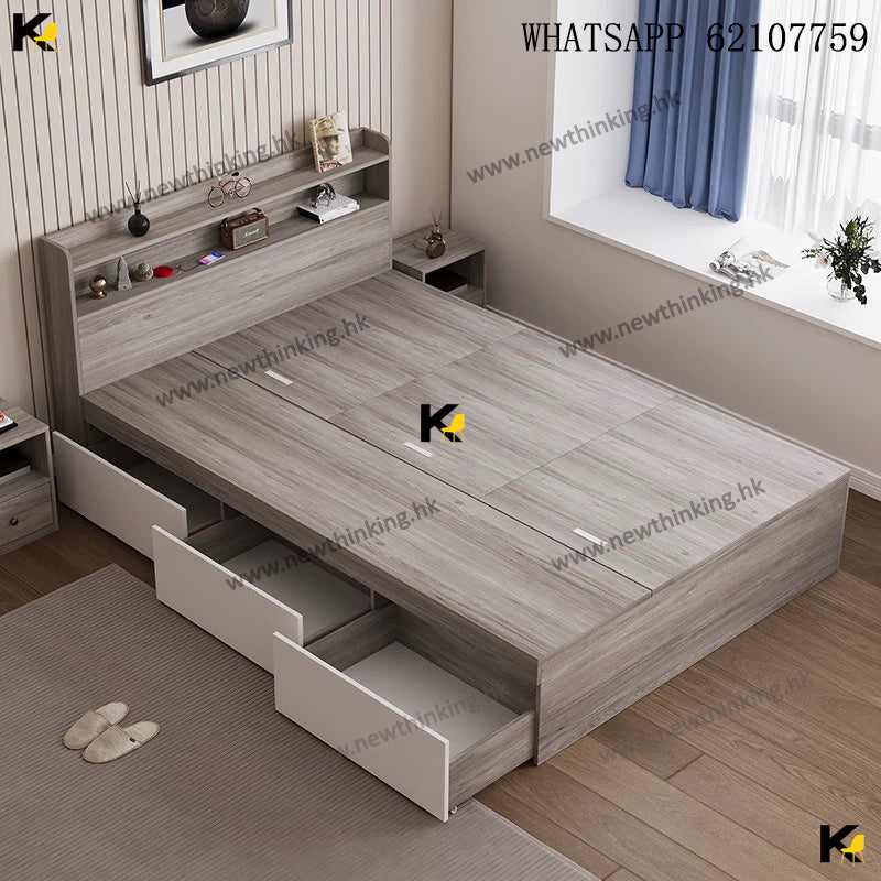 A&1772榻榻米床架 儲物床 抽屜床 箱體床 高箱床 櫃桶床 雙人床 四呎床 五尺床 板式床 收納床 床頭櫃儲物櫃