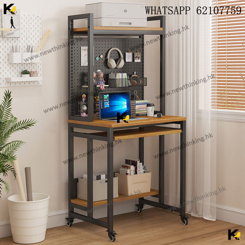 A&1783加高款書枱 帶洞洞板置物架 簡易小型書桌 學習桌 寫字枱 電腦枱 電腦桌 帶轆可移動桌子 遊戲枱遊戲桌 60cm枱