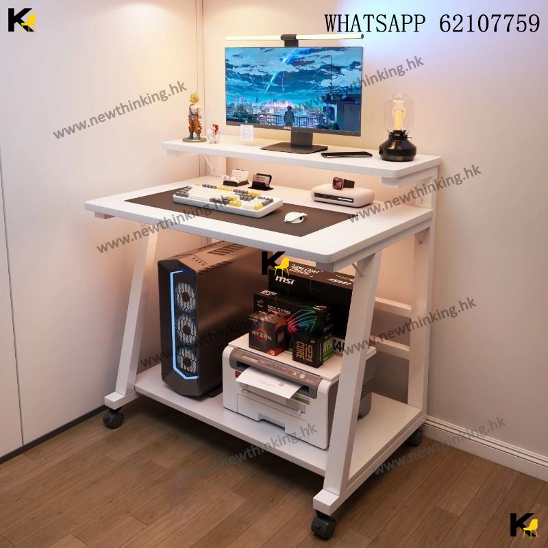 A&1784小型電腦枱 60cm 80cm 書枱置物架 簡易小型書桌 學習桌 寫字枱 電腦枱 電腦桌 帶轆可移動桌子 遊戲枱遊戲桌