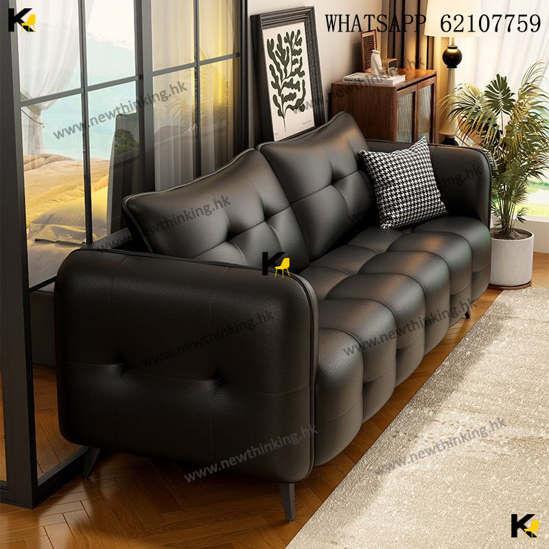 A&amp;1805 Cat Scratch Leather Sofa (Single, Double, or Three-Seater) with Straight-Line Sofa 