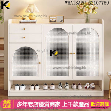 A&1810實木鞋櫃 入門收納櫃 門廳儲物櫃 大容量鞋櫃 鞋架 多層透氣藤編鞋櫃 玄關櫃 門口儲物櫃