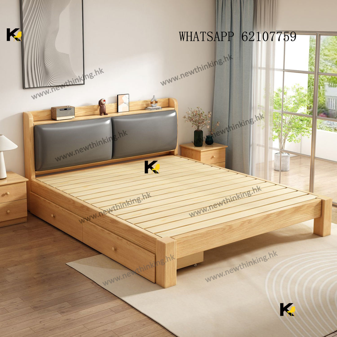 A&1834軟包實木床 床頭軟靠抽屜床 櫃桶床 實木床架 單人床 雙人床 四呎床 三呎床 五呎床 六呎床 儲物床 收納床 工人床