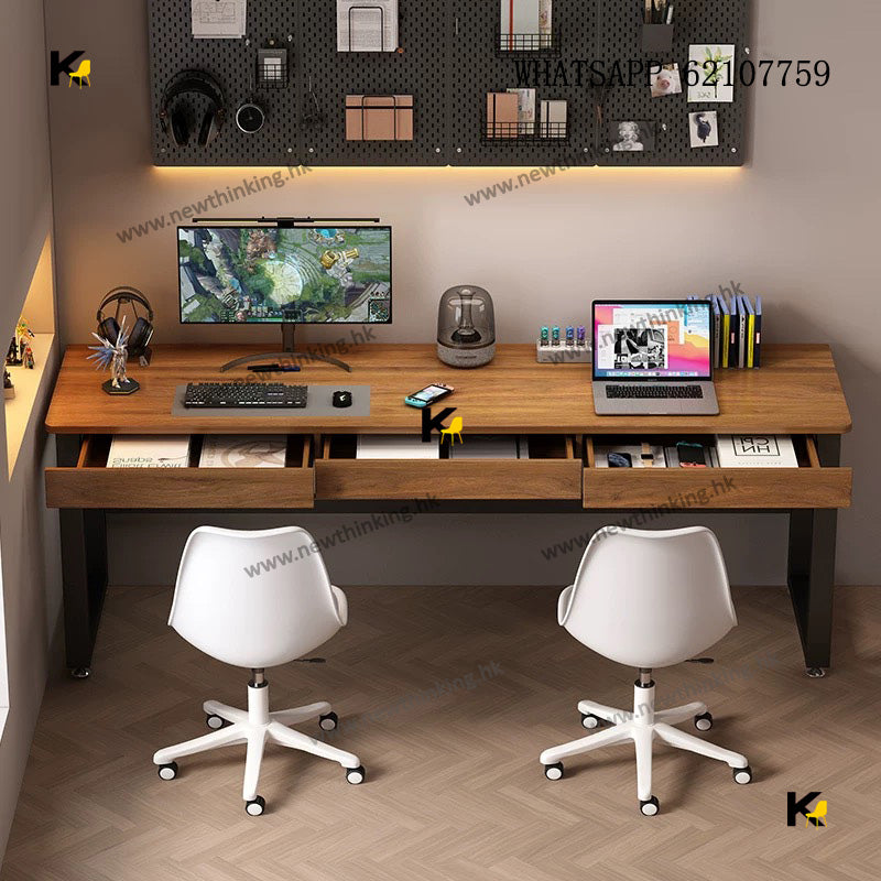 A&1885實木書桌帶抽屜 電腦桌 辦公枱 學習桌 寫字枱 電競枱 遊戲桌 電腦枱 儲物枱 櫃桶枱 多顏色選擇newthinking