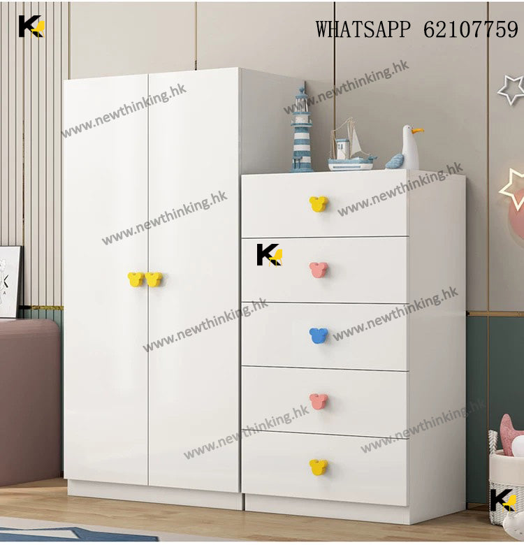 A&1893兒童衣櫃 櫃桶 多種尺寸選擇 環保實木卡通衣櫃 抽屜櫃 五斗櫃 小童對開門衣櫃 超薄衣櫃40cm深 120cm高 160cm高 180cm高 掛衣櫃 衣帽櫃