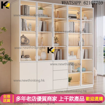 A&1946 E0級實木書櫃 玻璃櫃 展示櫃 文件櫃 高身櫃子 透明櫃 酒櫃 餐邊櫃 餐廳收納櫃 儲物櫃 置物櫃 雜物櫃 茶水櫃 頂天立地櫃子newthinking